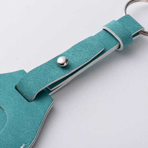 Kožená klíčenka s páskem / pouzdro AirTag pro sublimaci - zelené