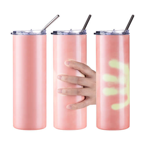 600 ml hrnek s brčkem pro sublimaci - za tepla mění barvu z oranžové na žlutou