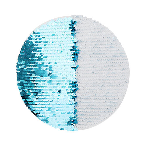 Dvoubarevné flitry pro sublimaci a textilní aplikace - modrý kruh Ø 19 na bílém podkladu