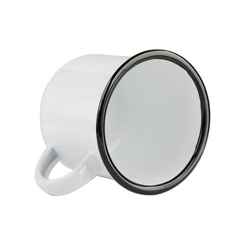 Kovový smaltovaný hrnek 340 ml s černým okrajem (sublimace)