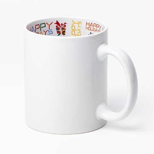 Hrnek o objemu 330 ml s vnitřní stranou HAPPY HOLIDAYS pro sublimaci