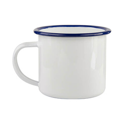 Kovový smaltovaný hrnek 340 ml s tmavě modrým okrajem (sublimace)
