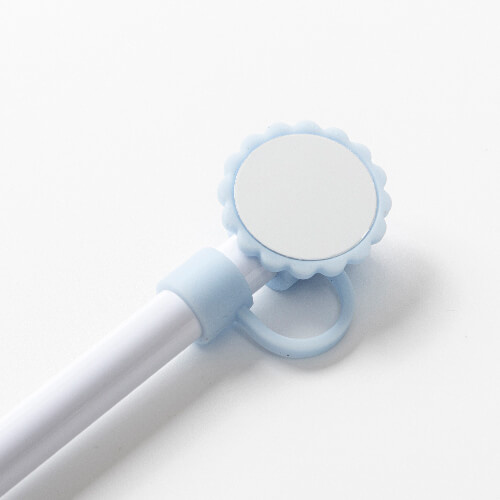 Silikonový uzávěr na brčko Ø 1 cm pro sublimaci - modrá květina