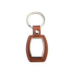 Kožený a kovový přívěsek na klíče pro sublimaci - barel - hnědý