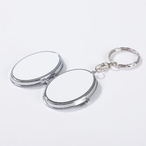 Uzamykatelné zrcátko s kroužkem na klíče pro sublimaci - oválné