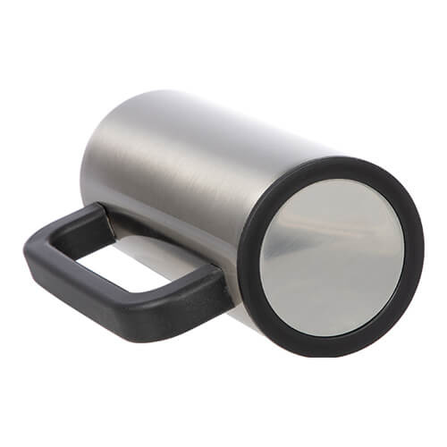 Hrnek 360 ml s plastovou rukojetí se sublimací - stříbrný