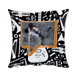 Dvoubarevný saténový povlak na polštář 38 x 38 cm pro sublimaci - I ♥ music