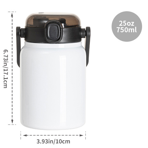 Nerezová 750ml cestovní láhev se sublimační rukojetí - bílá