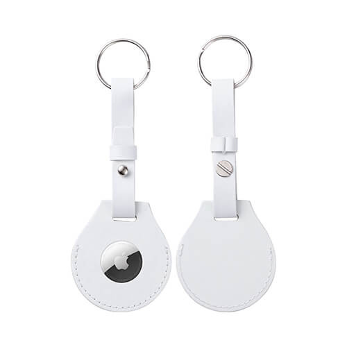 Kožený přívěsek na klíče s páskem / pouzdro AirTag pro sublimaci - bílé