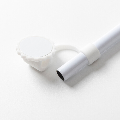 Silikonové víčko na brčko Ø 0,8 cm pro sublimaci - bílý květ