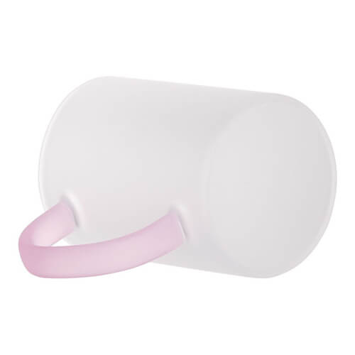 Hrnek 360 ml matné sklo s růžovým uchem pro sublimaci