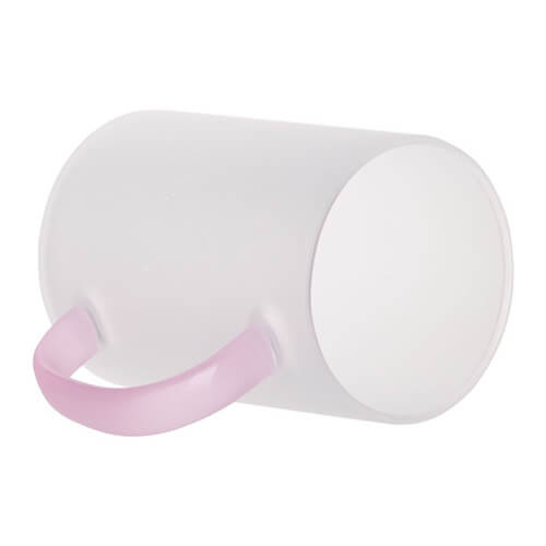 Hrnek 360 ml matné sklo s růžovým uchem pro sublimaci