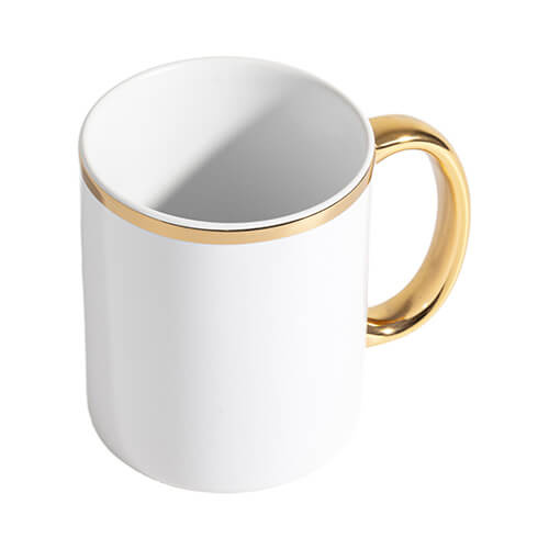 Hrnek 330 ml se zlatým pruhem a ouškem pro sublimaci