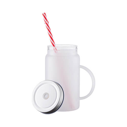 Hrnek Mason Jar 500 ml s brčkem pro sublimaci - matné sklo