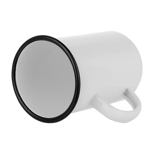 Smaltovaný hrnek 450 ml bílý s černým okrajem Sublimační tepelný přenos