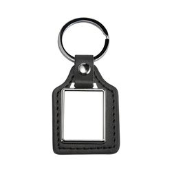 Kožený a kovový přívěsek na klíče pro sublimaci - obdélník - černý
