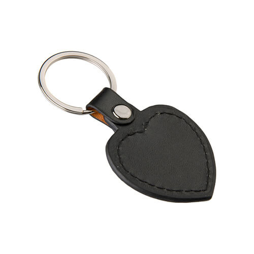 Sublimační klíčenka z kůže a kovu - srdce - černá