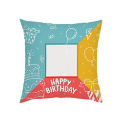 Dvoubarevný saténový povlak na polštář 38 x 38 cm pro sublimaci - Happy Birthday - 2