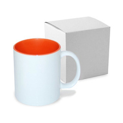 Hrnek 330 ml s oranžovým vnitřkem (JS Coating pro sublimaci) + krabička