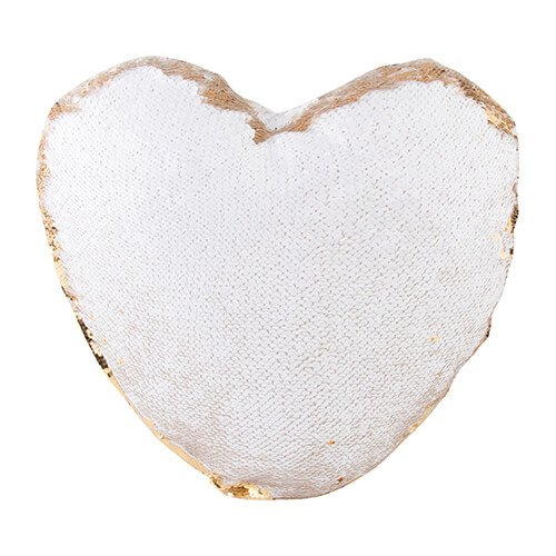 Povlak na polštář ve tvaru srdce 39 x 44 cm s dvoubarevnými flitry pro sublimaci - zlatý