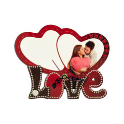 Stojanové hodiny z MDF - dvě srdce - sublimační termotransfer