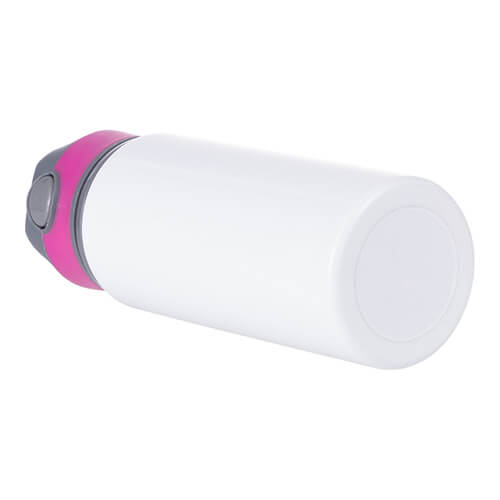 Hliníková láhev 650 ml bílá se šroubovacím uzávěrem s růžovou sublimační vložkou