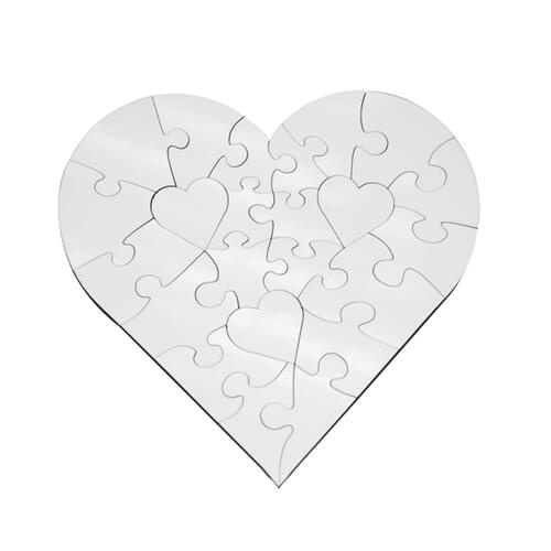 Puzzle z MDF 17 x 17 cm (23 dílků) ve tvaru srdce - pro sublimaci