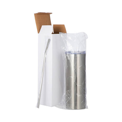 600 ml hrnek s brčkem pro sublimaci - stříbrný