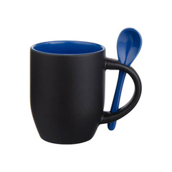 Magický hrnek 330 ml matně černý s modrým vnitřkem a lžičkou (pro sublimaci)