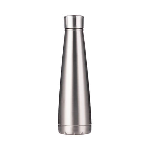 Bidon - pyramidová láhev na nápoje 420 ml - stříbrná