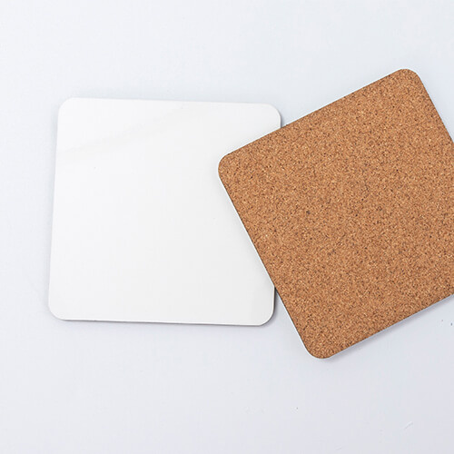 Podložka pod hrnek z tvrdého kartonu a korku pro sublimaci - 9,5 x 9,5 cm