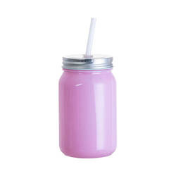 Skleněný hrnek Mason Jar Full Color 450 ml bez očka pro sublimaci - fialový
