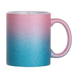 Hrnek 330 ml se třpytkami pro sublimaci - modro - růžový gradient