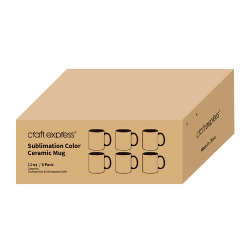 Sada 6 hrnků Funny 330 ml od JS Coating s černým vnitřkem a očkem pro sublimaci