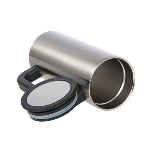 Hrnek 360 ml s plastovou rukojetí se sublimací - stříbrný