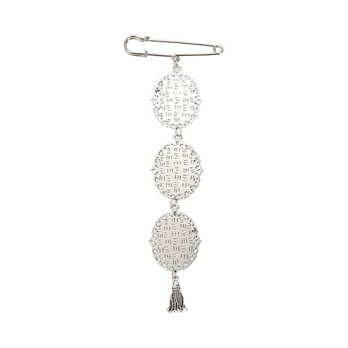 Trojitá oválná brož - spínací špendlík se střapcem pro sublimaci