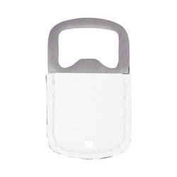 Otvírák na lahve 3,2 x 5,2 cm z oceli a kůže pro sublimaci - bílý