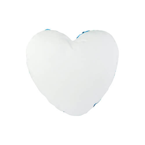 Povlak na polštář ve tvaru srdce 39 x 44 cm s dvoubarevnými flitry pro sublimaci - modrý