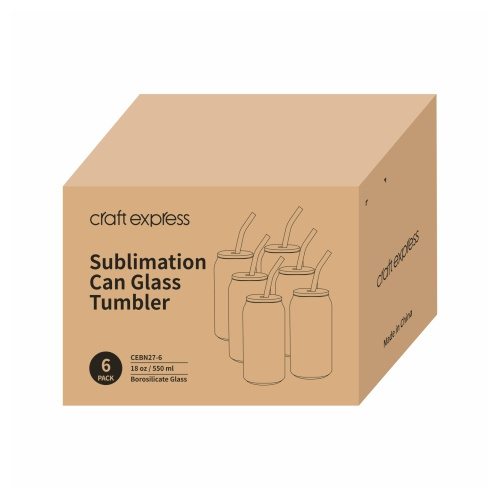 Sada 6 matných sklenic o objemu 550 ml s brčkem a bambusovým víčkem pro sublimaci