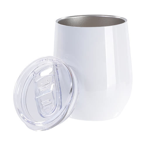 Hrnek na svařené víno 260 ml pro sublimaci - bílý s uzavíratelným otvorem na pití