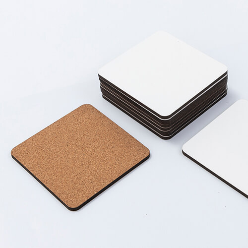 Podložka pod hrnek z tvrdého kartonu a korku pro sublimaci - 9,5 x 9,5 cm