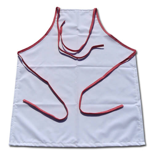 Kuchyňská zástěra PREMIUM Červená s bílými tečkami Sublimační termotransferový tisk