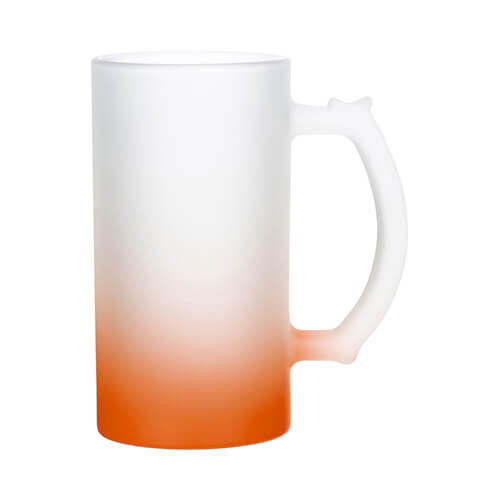 Skleněný matný pohár 470 ml na sublimaci - oranžový gradient