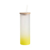 Hrnek o objemu 600 ml s matným povrchem, bambusovým víčkem a brčkem pro sublimaci - limetkový gradient