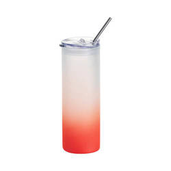 750 ml matný hrnek s plastovým víčkem a brčkem pro sublimaci - červený gradient