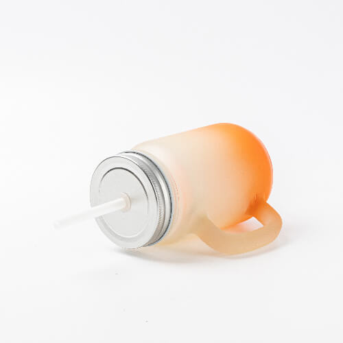 Hrnek z matného skla Mason Jar pro sublimaci - oranžový gradient
