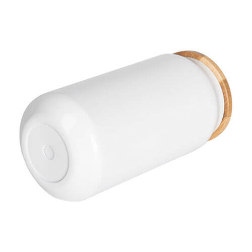 Hrnek 450 ml s dvojitým řezem a bambusovým víčkem pro sublimaci - bílý