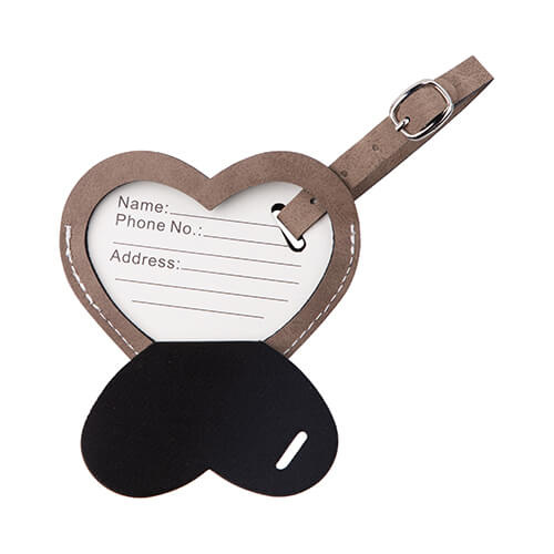 Kožená visačka na zavazadla pro sublimaci - šedé srdce