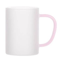 Hrnek 360 ml matné sklo s růžovým uchem pro sublimaci