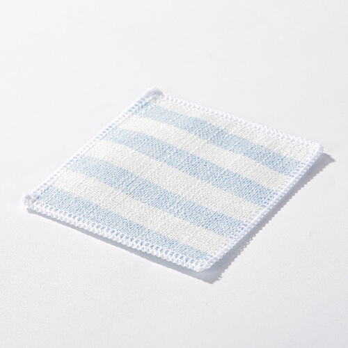 Lněná podložka pod hrnek 10 x 10 cm krémová s modrými pruhy pro sublimaci